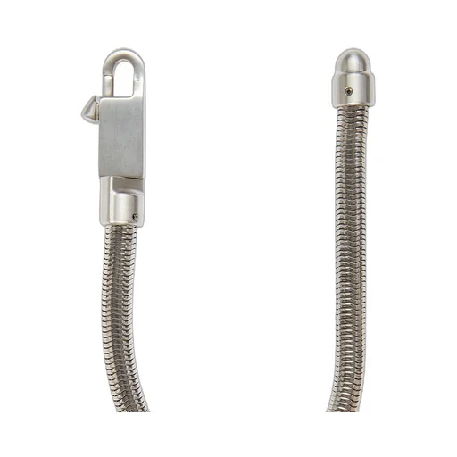 Rick Owens Concordians Snake Keychain In Palladium Tone Brass