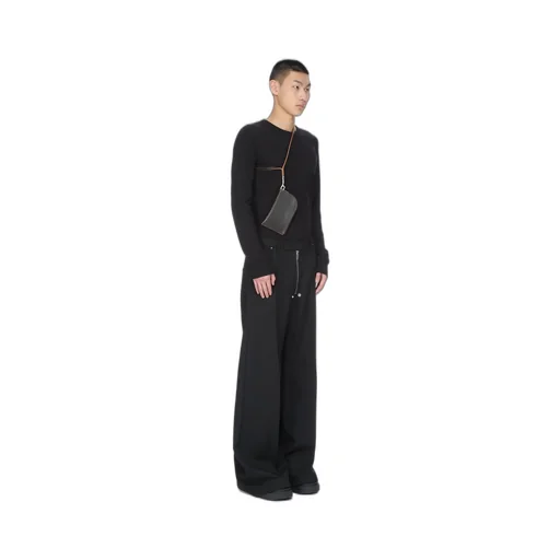 Rick Owens Concordians Neckwallet In Black Groppone Cow Leather