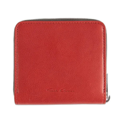 Rick Owens Concordians Zipped Wallet In Cardinal Red Soft Buffalo