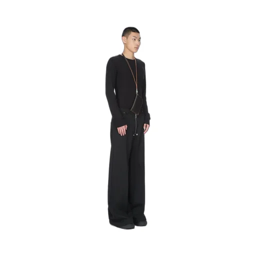 Rick Owens Concordians Neckwallet In Black Groppone Cow Leather