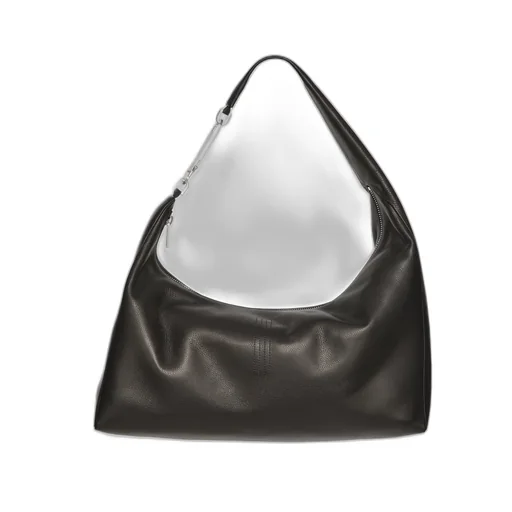 Rick Owens Temple Cropped Gemini Bag In Black Grainy Cow Leather