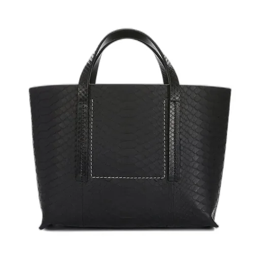 Rick Owens Concordians Mini Shopper In Black Matte Python Snakeskin