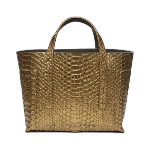 Rick Owens Mini Shopper In Gold Python Snakeskin