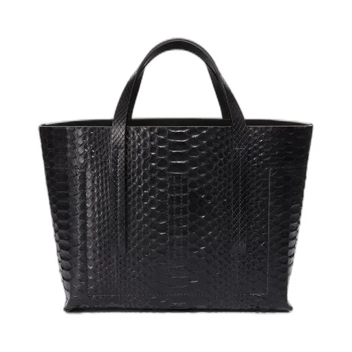 Rick Owens Mini Shopper In Black Python Snakeskin