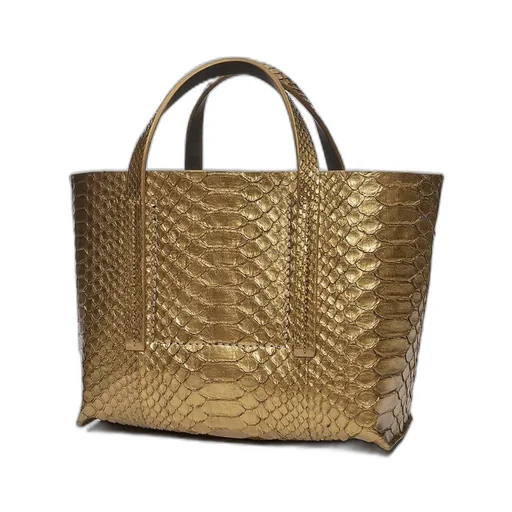 Rick Owens Mini Shopper In Gold Python Snakeskin