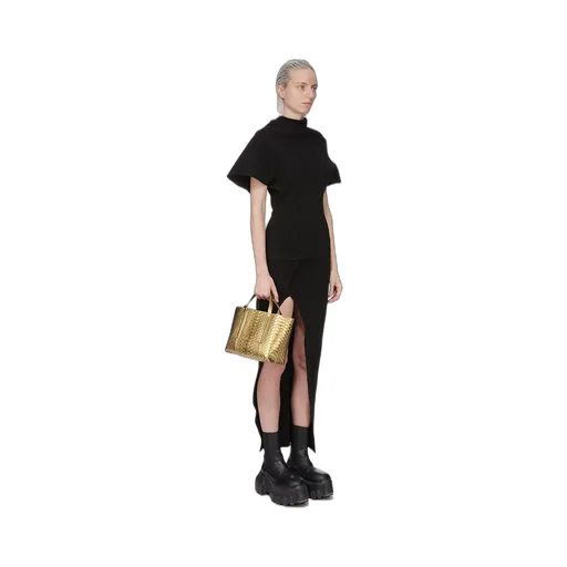 Rick Owens Mini Shopper In Gold Python Snakeskin