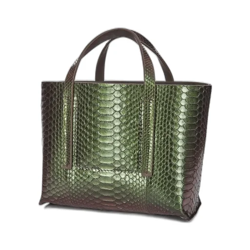 Rick Owens Mini Shopper In Iniridescent Python Snakeskin