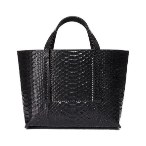 Rick Owens Mini Shopper In Black Python Snakeskin
