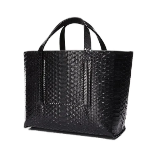 Rick Owens Mini Shopper In Black Python Snakeskin