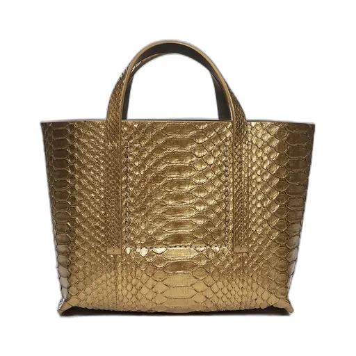 Rick Owens Mini Shopper In Gold Python Snakeskin