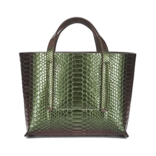 Rick Owens Mini Shopper In Iniridescent Python Snakeskin