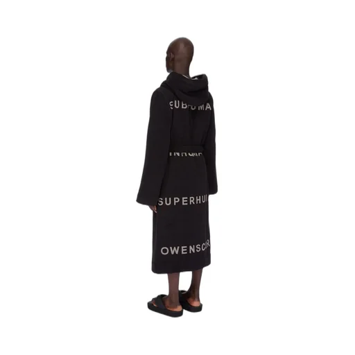 Rick Owens Beach Robe In Black/Pearl Heavy Cotton Terry