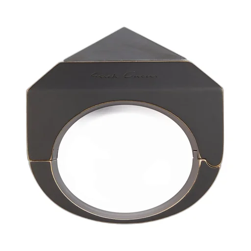 Rick Owens Crystal Pyramid Bangle In Brassed Black