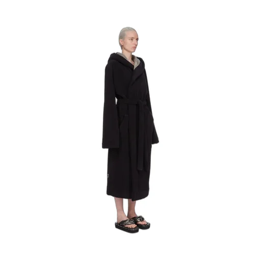 Rick Owens Beach Robe In Black/Pearl Heavy Cotton Terry