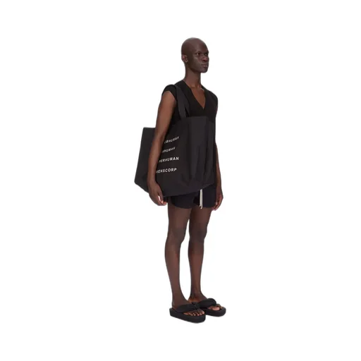 Rick Owens Beach Bag In Black/Pearl Heavy Cotton Canvas