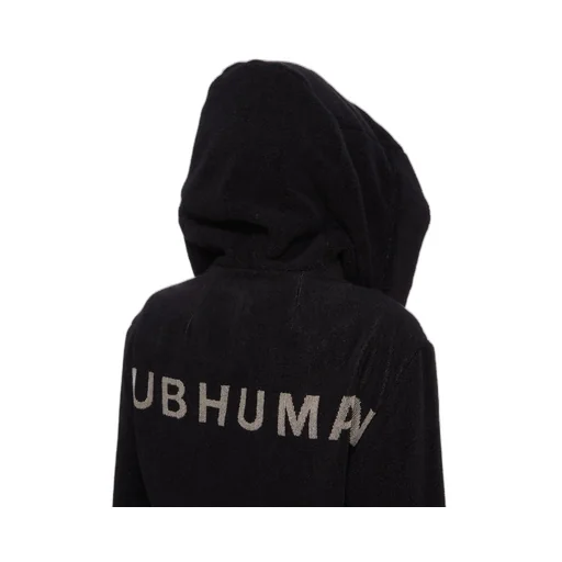 Rick Owens Beach Robe In Black/Pearl Heavy Cotton Terry