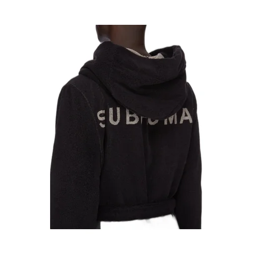 Rick Owens Beach Robe In Black/Pearl Heavy Cotton Terry