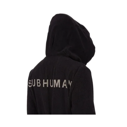 Rick Owens Beach Robe In Black/Pearl Heavy Cotton Terry