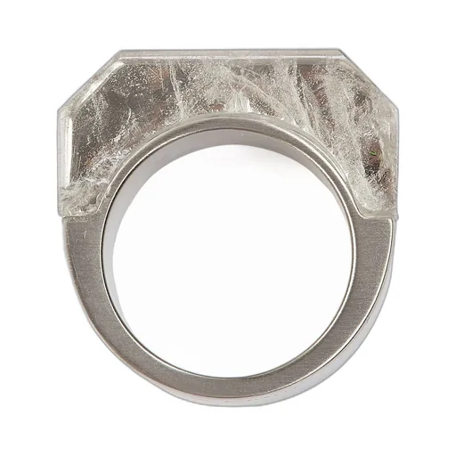Rick Owens Double Crystal Ring In Palladio Brass And Hematite Stone