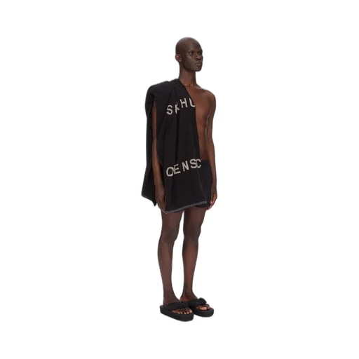 Rick Owens Beach Towel In Black/Pearl Heavy Cotton Terry