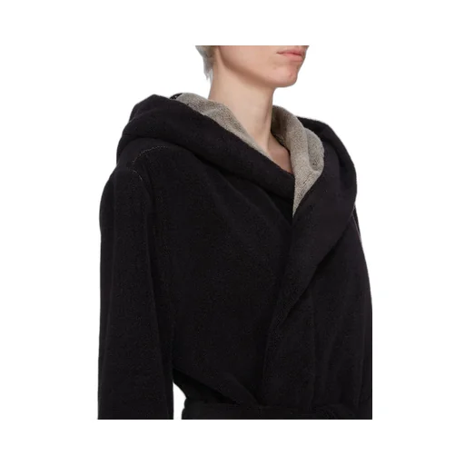 Rick Owens Beach Robe In Black/Pearl Heavy Cotton Terry