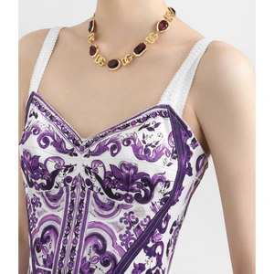 Majolica-Print Midi Dress