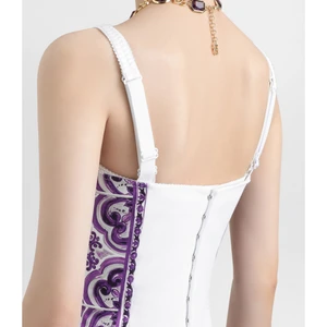 Majolica-Print Midi Dress