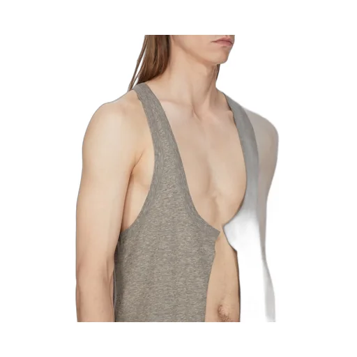 Rick Owens Temple Open Pony Tank In Grey Melange Grey Melange Jersey