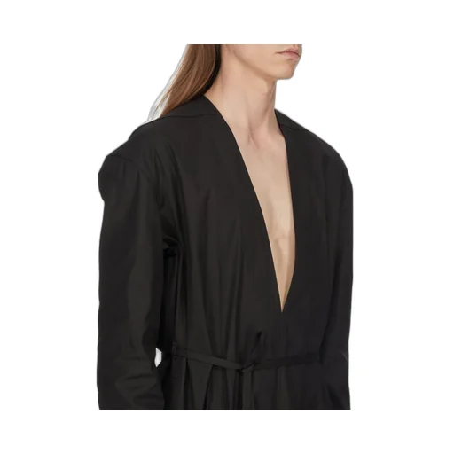 Rick Owens Temple Ls Flightsuit In Black Heavy Poplin