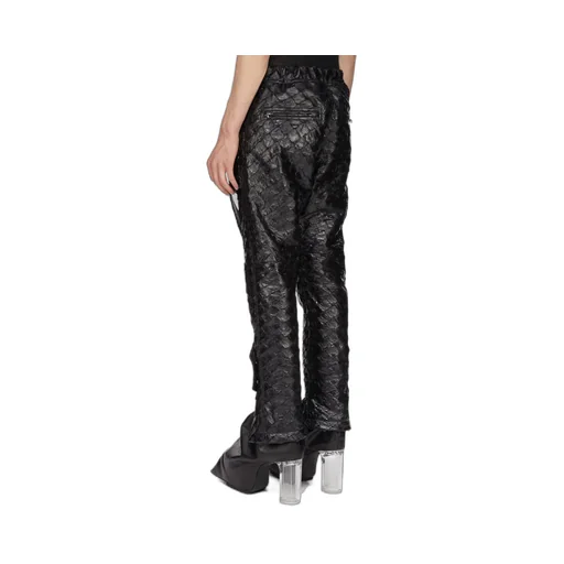 Rick Owens Temple Megastrapped Motopants In Black Glossy Pirarucu
