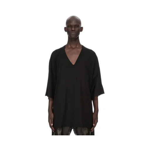 Rick Owens Temple V Tommy T In Black Cotton Gauze Jersey
