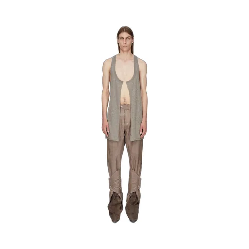Rick Owens Temple Open Pony Tank In Grey Melange Grey Melange Jersey