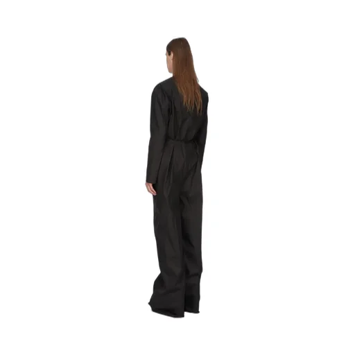 Rick Owens Temple Ls Flightsuit In Black Heavy Poplin