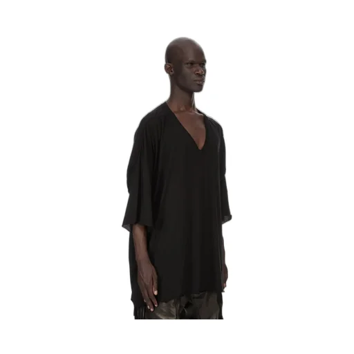Rick Owens Temple V Tommy T In Black Cotton Gauze Jersey