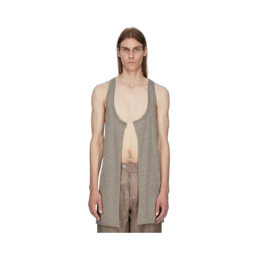 Rick Owens Temple Open Pony Tank In Grey Melange Grey Melange Jersey