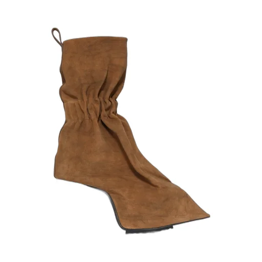 Rick Owens Temple Pull On Cuffed Taquito In Sumi Brown/Clear Grainy Cow Leather
