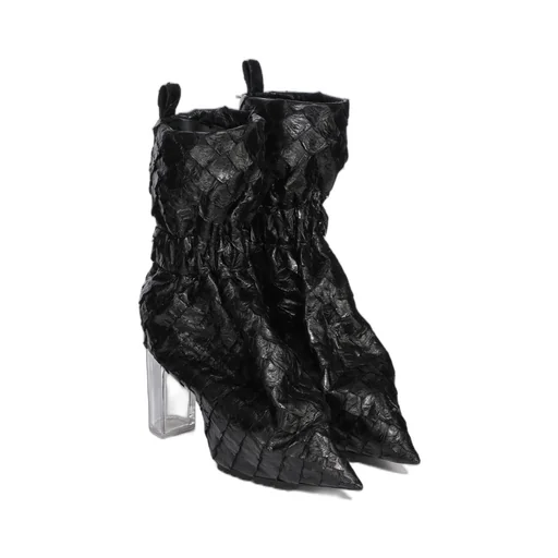Rick Owens Temple Pull On Cuffed Taquito In Black/Clear Glossy Pirarucu