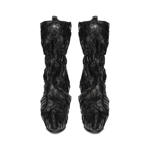 Rick Owens Temple Pull On Cuffed Taquito In Black/Clear Glossy Pirarucu