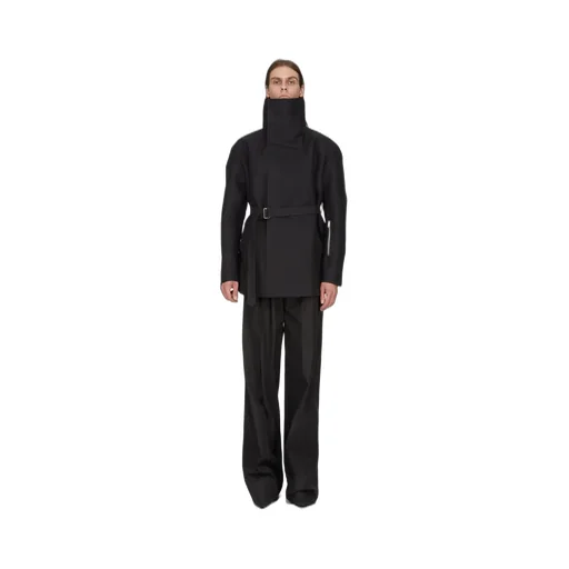 Rick Owens Temple Ls Flightsuit In Black Heavy Poplin