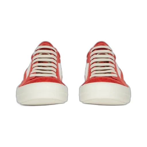 Rick Owens Temple Vintage Sneaks In Carnelian/Milk/Milk Suede Leather And Full Grain Calf Leather
