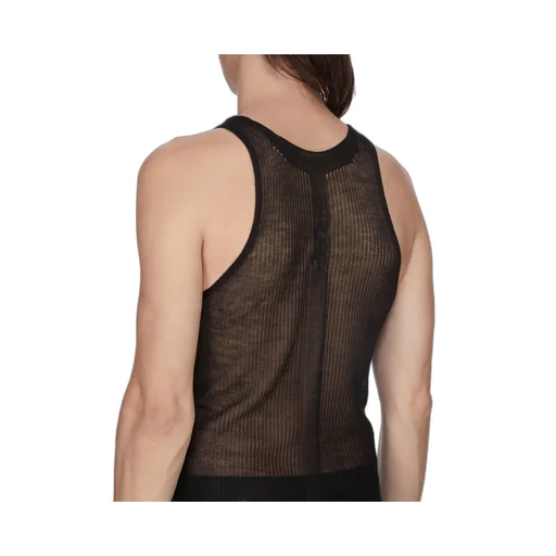 Rick Owens Temple Knit Tank In Black Ribbed Lightweight Cashmere Knit