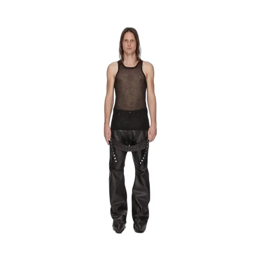Rick Owens Temple Knit Tank In Black Ribbed Lightweight Cashmere Knit