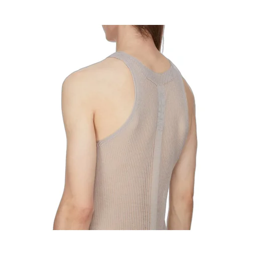 Rick Owens Temple Knit Tank In Pearl Ribbed Lightweight Cashmere Knit