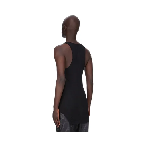 Rick Owens Concordians Runway Pony Tank Slim In Black Mini Rib Jersey