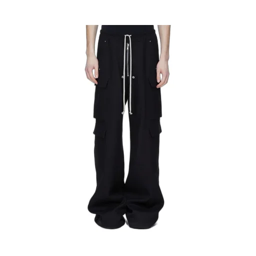 Rick Owens Concordians Runway Cargobelas In Black Wool Drill