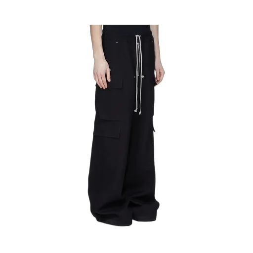 Rick Owens Concordians Runway Cargobelas In Black Wool Drill