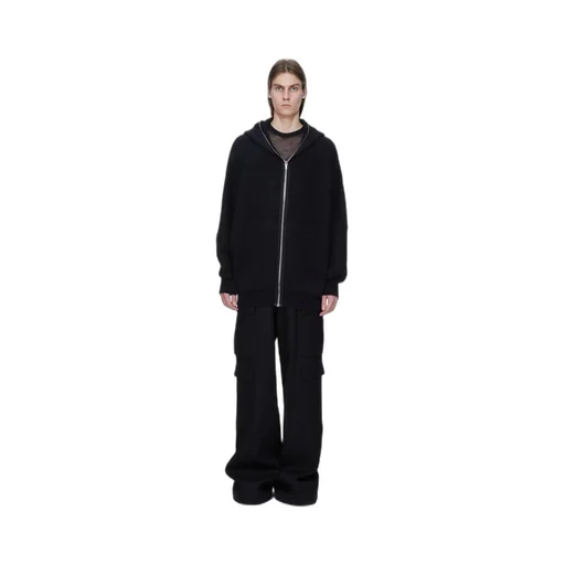 Rick Owens Concordians Runway Cargobelas In Black Wool Drill