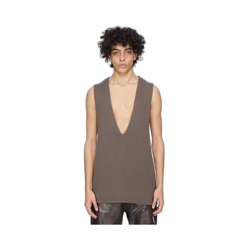 Rick Owens Concordians Runway V Tank In Darkdust Wool