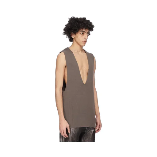 Rick Owens Concordians Runway V Tank In Darkdust Wool