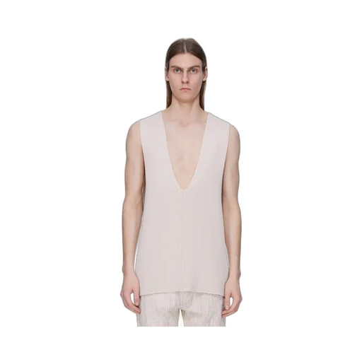 Rick Owens Concordians Runway V Tank In Natural Wool